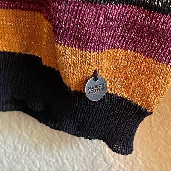 Scotch & Soda Multicolor Stripe Sheer Metallic Long Sleeve Sweater Womens XS - Picture 5 of 10